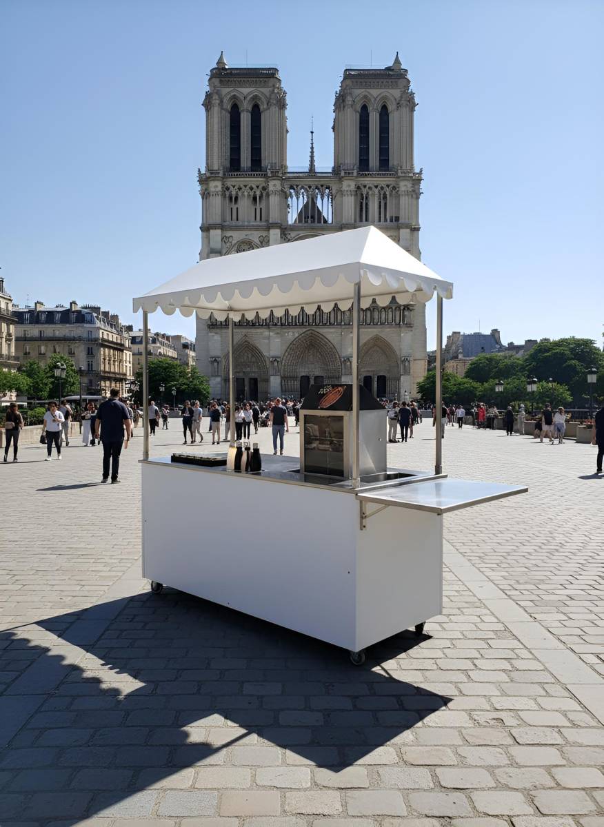 Conception de stand hot-dog mobile et professionnel avec tonnelle à Niort 79
