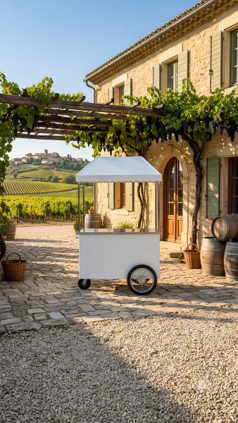 Chariot dégustation de vin mobile solution pour animer vos ventes en extérieur 