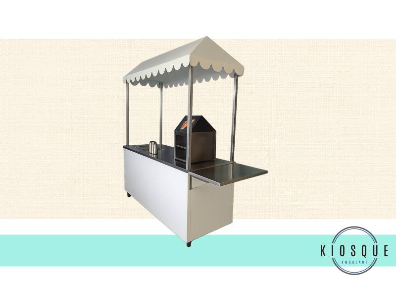 Chariot vintage mobile et compact avec équipement de restauration pour vente à emporter ou restauration rapide aux normes HACCP à Nice 06