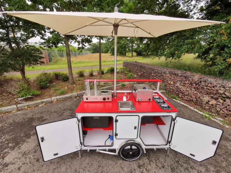 prix d'une petite remorque food truck aménagé et tractable par un vélo ou un triporteur à Angers 49 ?